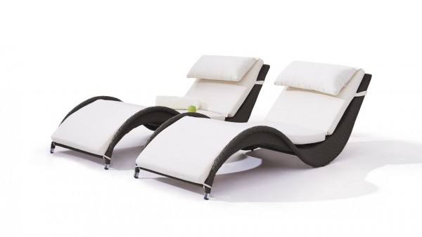 Polyrattan sunbed wave, 2 pieces - anthracite