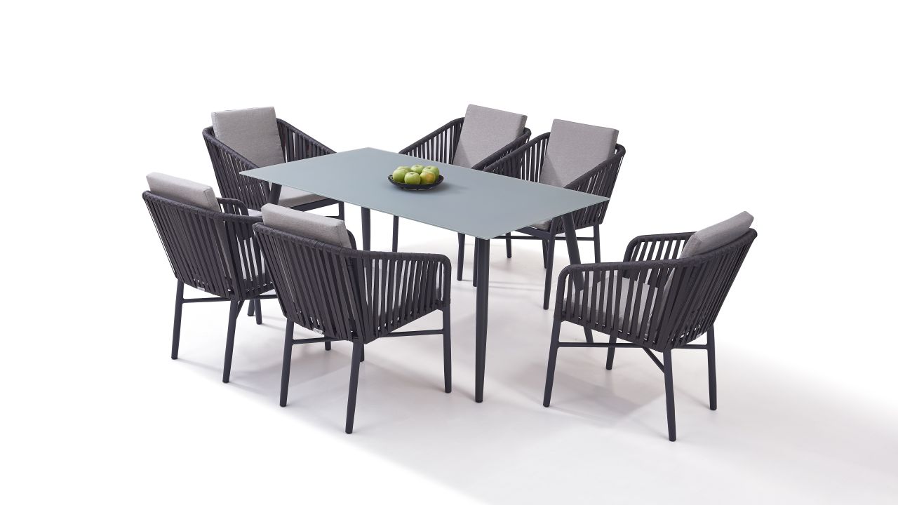 Alu Essgruppe Hastings 6 anthrazit LivingZone