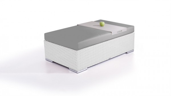 Polyrattan Cube Hocker 125 cm - weiß satiniert