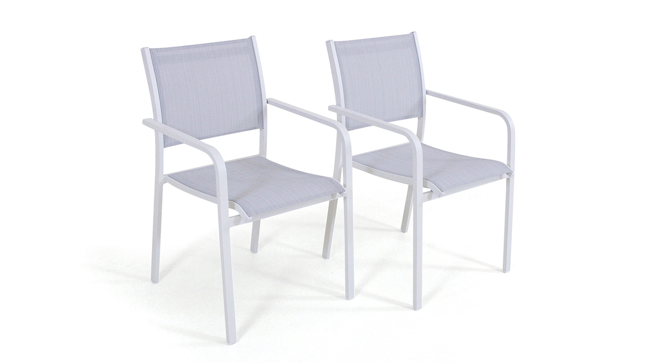 Alu Stuhl Tex B, 2 Stück weiß LivingZone Exklusive Gartenmöbel