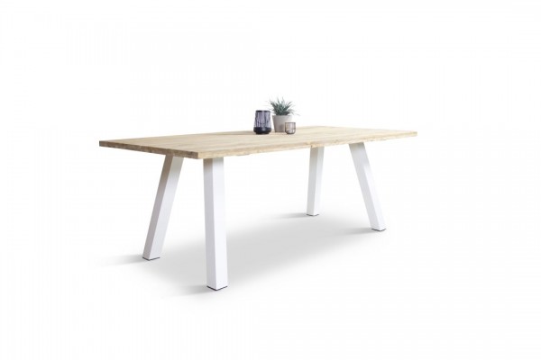 Aluminium dining table 200 cm - teak, white