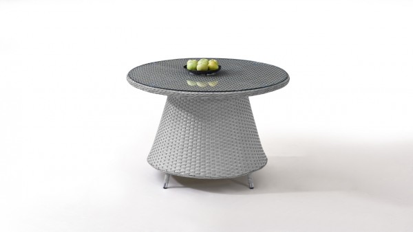 polyrotin table à manger classic 113 cm, ronde - gris satiné