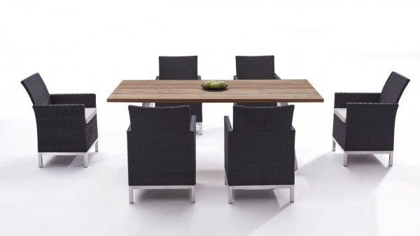 Stainless steel dining group set brest 6 - anthracite