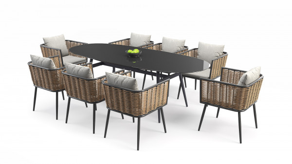Polyrattan Esgruppe Astro 8 - honig