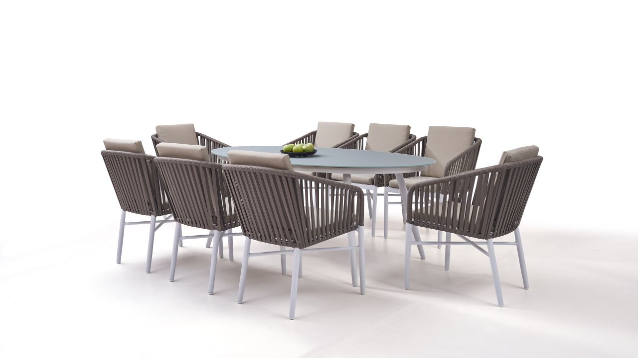 Alu Essgruppe Sudbury 8 weiß LivingZone Exklusive Gartenmöbel