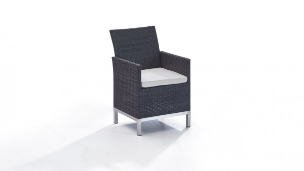 chaise en polyrotin et inox Lusee, 2 pièces - anthracite