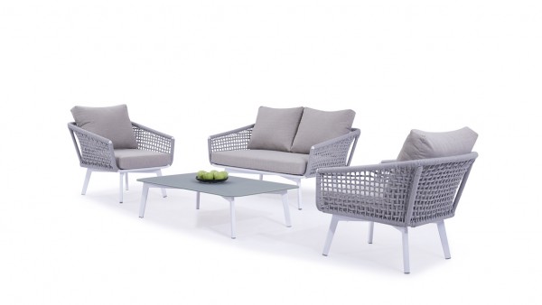 Aluminium seating group set gemma - silk grey