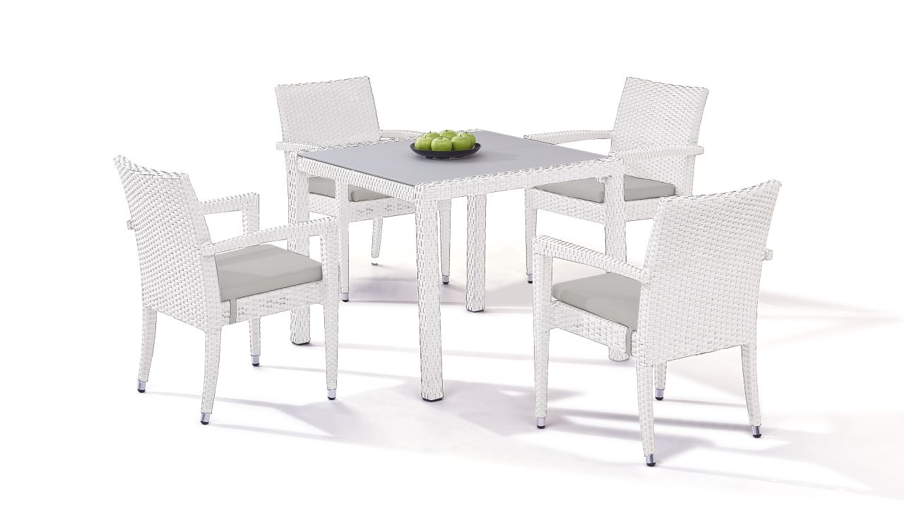 Polyrattan Essgruppe Contracta 4 Satiniert Living Zone Gartenmobel Living Zone