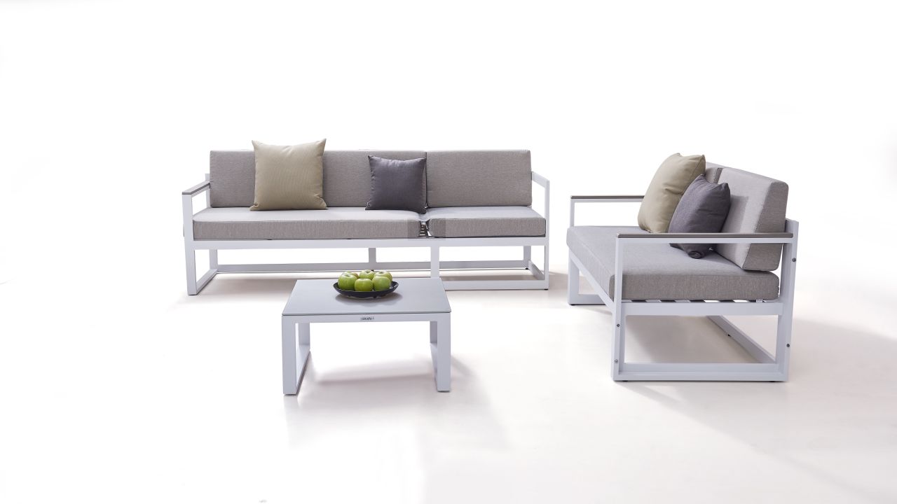 Alu Sitzgruppe Naldo weiß LivingZone Exklusive Gartenmöbel