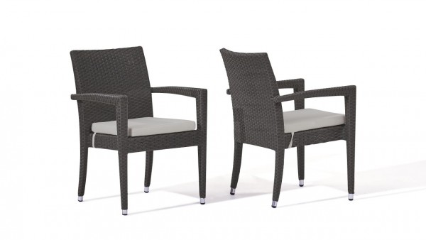 Polyrattan Stuhl Shero, 2 Stück - anthrazit