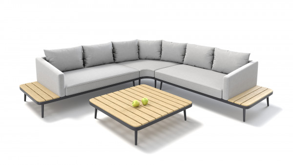 Textilene sofa end pieces, (r/l) and table tabaconas - grey