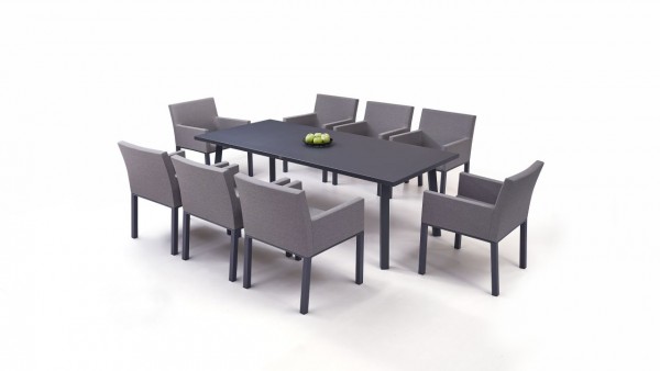 Aluminium dining group set mellow 8 - grey-brown