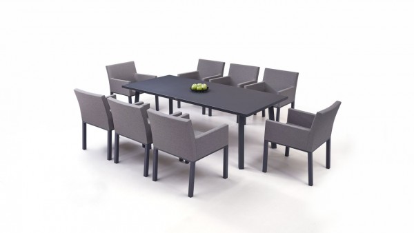 Espace repas en alu Mellow 8 - gris-brun