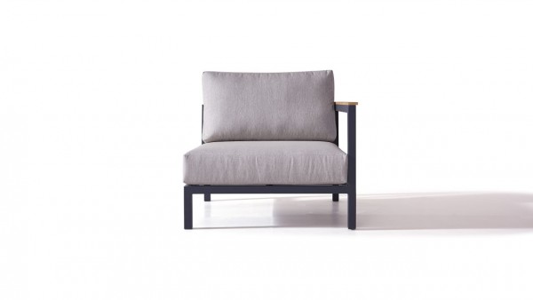 Aluminium plaza sofa end piece 90 cm, right - anthracite
