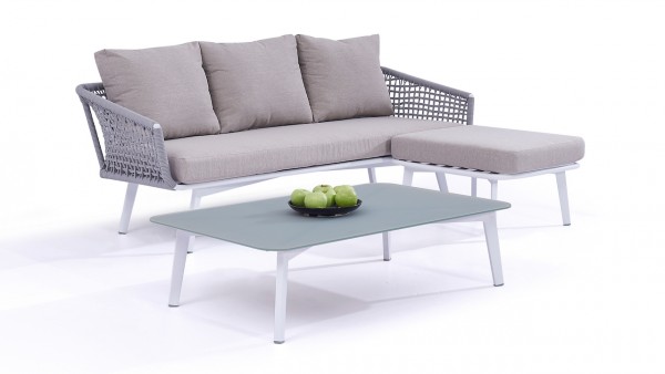 Aluminium seating group set divan - silk grey