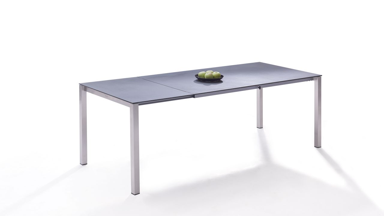 Edelstahl Esstisch Granitglas Ausziehbar 160 220 Gartenmoebel Lounge Living Zone