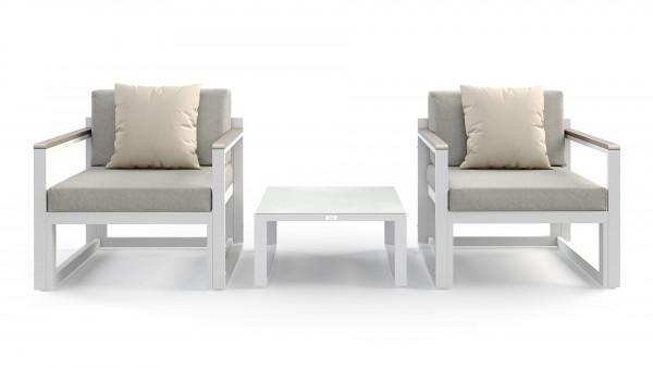 Aluminium seating group set naldo - white