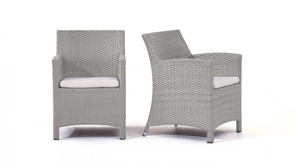 Polyrattan chair mulee, 2 pieces - grey satin-finish
