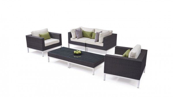 Polyrattan stainless steel seating group set le havre - anthracite