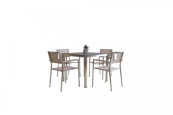 Stainless steel dining group set marbella 4 - beige