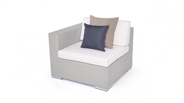 Polyrattan cube sofa end piece 90 cm - grey satin-finish