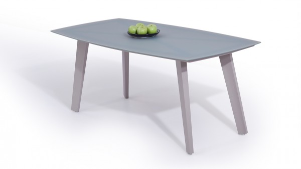 Alu Esstisch Milchglas 180 cm - seidengrau