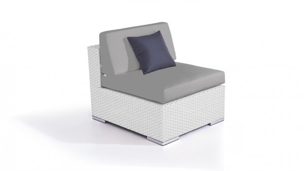 Polyrattan cube middle sofa - white satin-finish