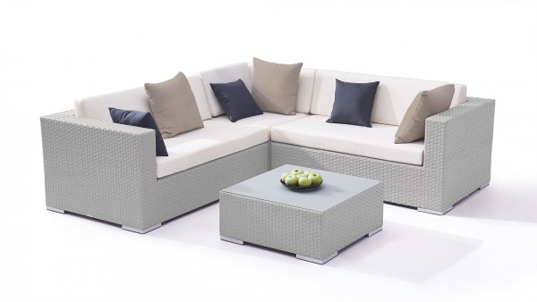 Polyrattan Sitzgruppe Ben - grau satiniert