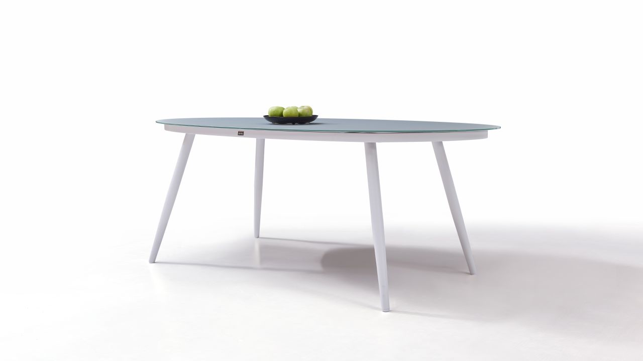 Alu Esstisch Milchglas 200 Cm Oval Living Zone Gartenmobel