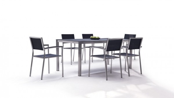 Edelstahl Essgruppe Marbella 6 - schwarz