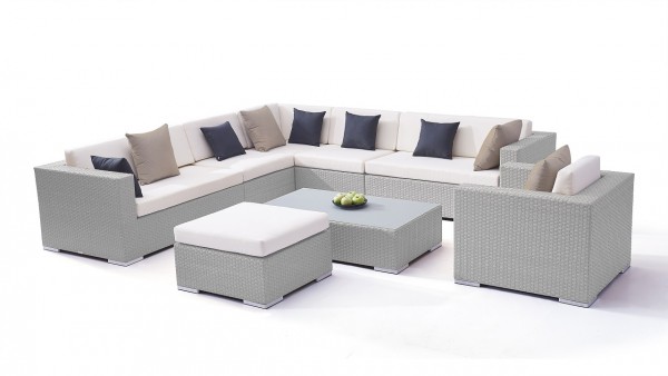 Polyrattan Sitzgruppe Big Ben - grau satiniert