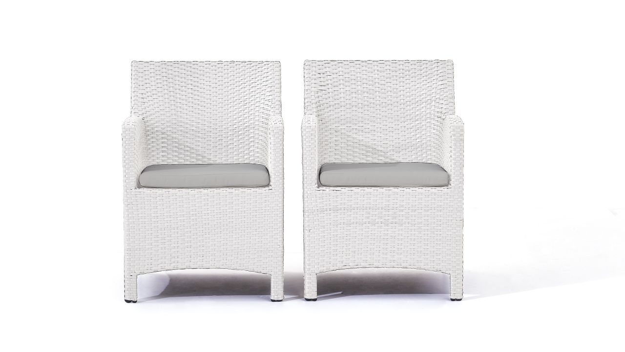 Polyrattan Stuhl Mulee, 2 Stück Satiniert - weiß satiniert ...