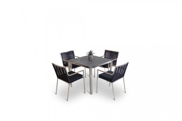 Stainless steel dining group set bilbao 4 - black