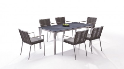 Edelstahl Essgruppe Bilbao 6 - graubraun