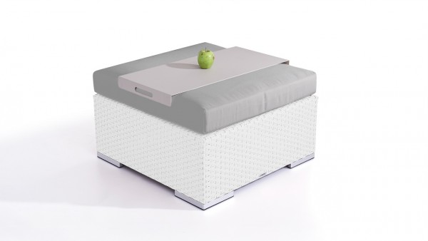Polyrattan Cube Hocker 75 cm - weiß satiniert