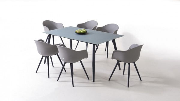 Aluminium dining group set vasca 6 - grey