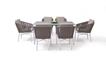 Alu Essgruppe Hastings 6 - weiß | Living-Zone Exklusive Gartenmöbel
