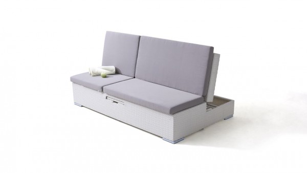 Polyrattan Doppelliege Flex - weiß satiniert