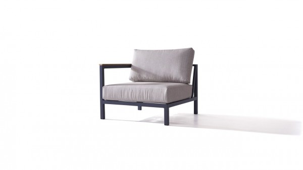 Aluminium plaza sofa end piece 90 cm, left - anthracite