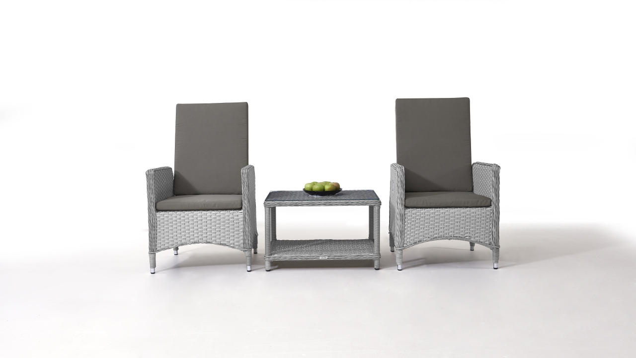 Polyrattan Stuhl Doona 2 Stuck Mit Tisch Satiniert Living Zone