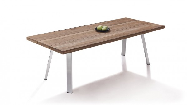 Edelstahl Esstisch Sevilla 240 cm - Teak