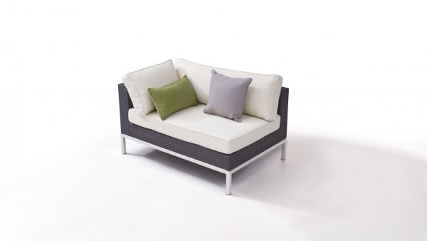 Polyrattan stainless steel silva corner sofa 120 cm, left - anthracite