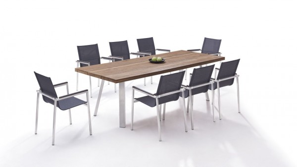 Stainless steel dining group set leon 8 - anthracite