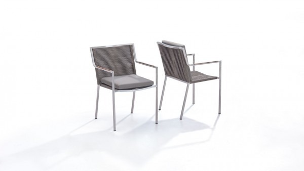 chaise en inox Rope L, 2 pièces - gris-brun