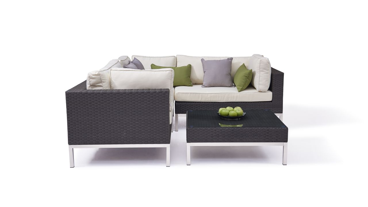Polyrattan Edelstahl Sitzgruppe Monaco - anthrazit | Living-Zone