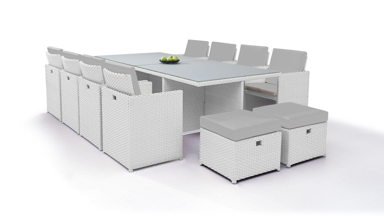 Polyrattan Dining Group Set Bodiner 8 4 Satin Finish Living Zone Garden Furniture Living Zone