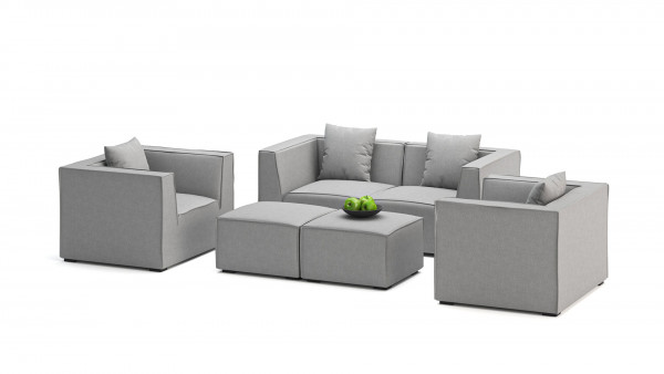 Polyrattan cube armchair - grey satin-finish