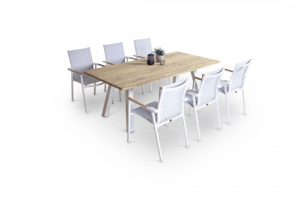 Aluminium dining group set tecca 6 - white