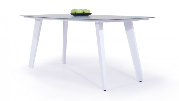 Aluminium dining table frosted glass 180 cm - white