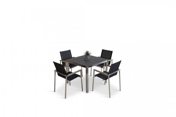 Stainless steel dining group set linares 4 - black